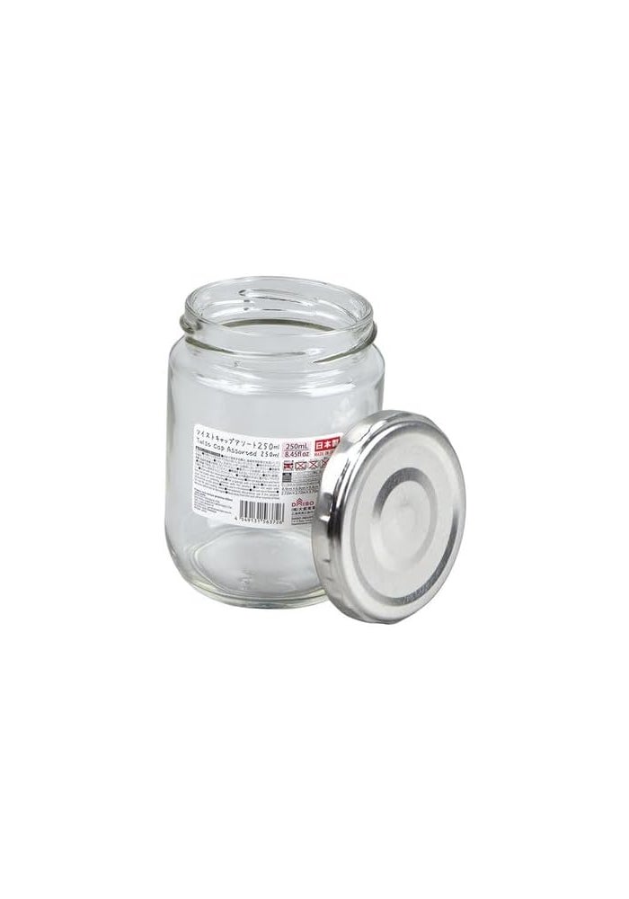 DAISO Twist Cap Glass Jar, 250ml - Silver - Image 2
